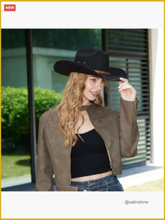 Unisex Wide Brim Cowboy Hat with Gift Box - Sun Protection main image 6